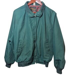 Vintage Cal Craft Green Derby Jacket Mens Large Plaid Lined Made in USA Bomber